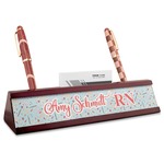 Nurse Red Mahogany Nameplate with Business Card Holder (Personalized)