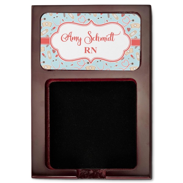 Nurse Red Mahogany Sticky Note Holder - Flat