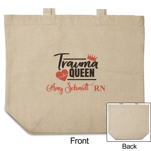 Nurse Reusable Cotton Grocery Bag - Front & Back View