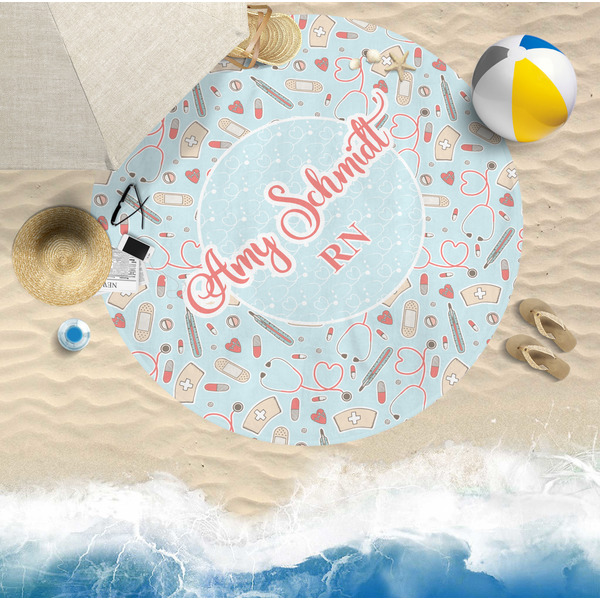 Nurse Round Beach Towel Lifestyle