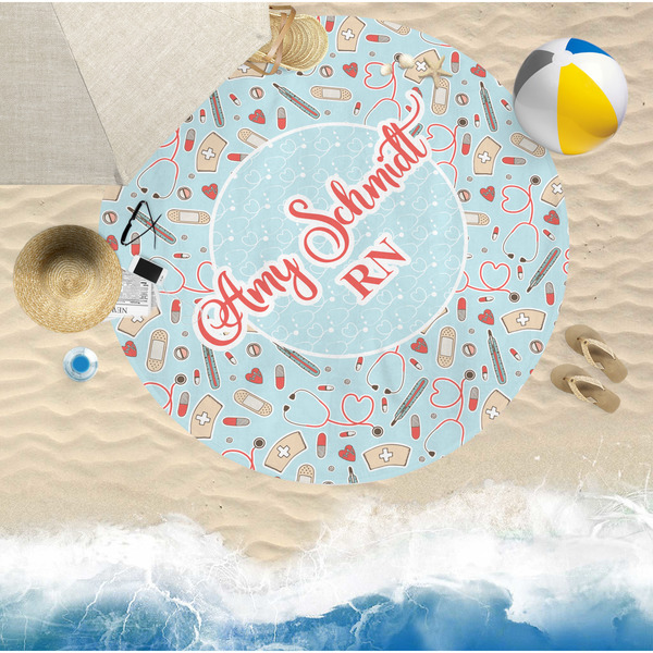 Nurse Round Beach Towel Lifestyle