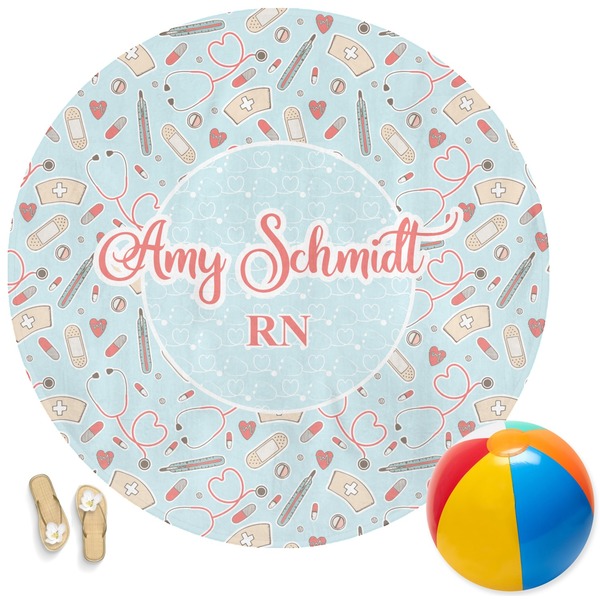 Custom Nurse Round Beach Towel (Personalized)