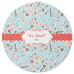 Nurse Round Rubber Backed Coaster (Personalized)
