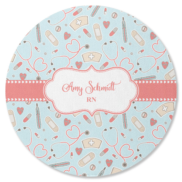 Custom Nurse Round Rubber Backed Coaster (Personalized)