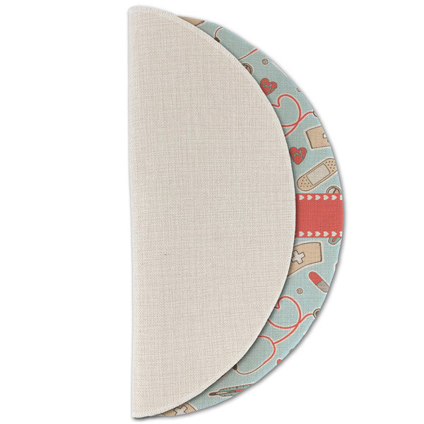 Nurse Round Linen Placemats - HALF FOLDED (single sided)