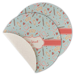 Nurse Round Linen Placemat - Single Sided - Set of 4 (Personalized)
