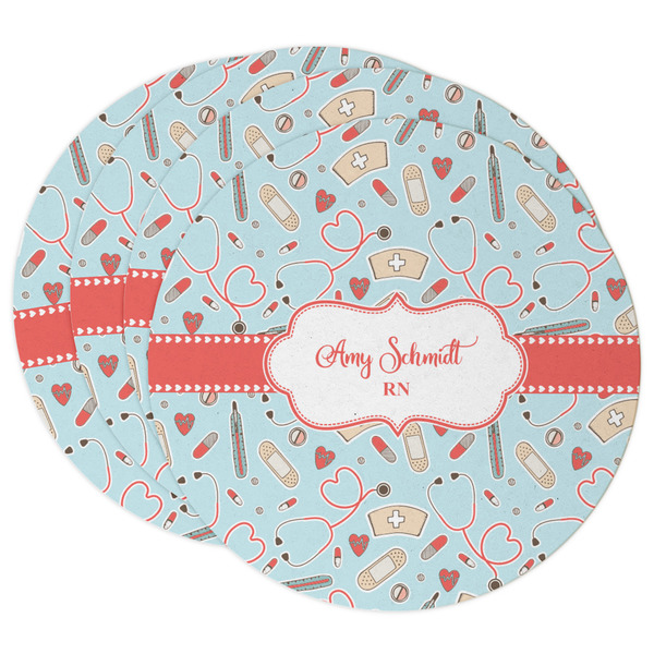 Custom Nurse Round Paper Coasters w/ Name or Text