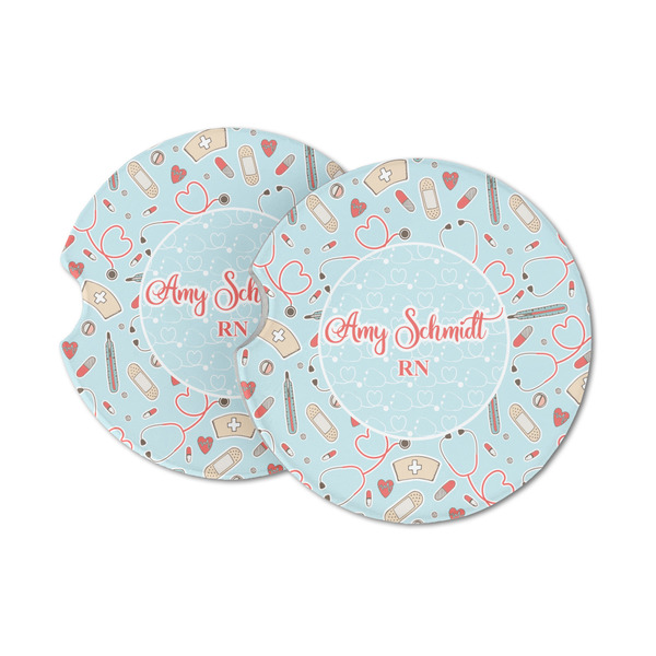 Custom Nurse Sandstone Car Coasters - Set of 2 (Personalized)