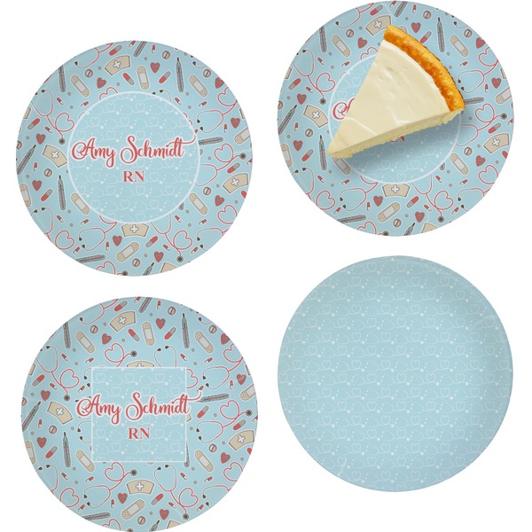 Custom Nurse Set of 4 Glass Appetizer / Dessert Plate 8" (Personalized)