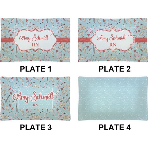 Nurse Set of Rectangular Dinner Plates (Approval)