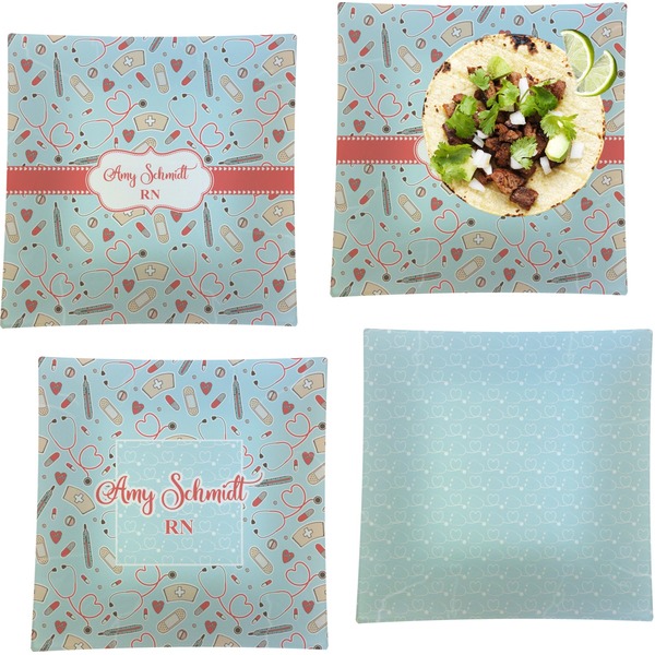 Nurse Set of Square Dinner Plates