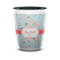 Nurse Ceramic Shot Glass - 1.5 oz - Two Tone - Set of 4 (Personalized)