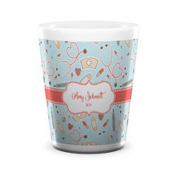 Nurse Ceramic Shot Glass - 1.5 oz - White - Set of 4 (Personalized)