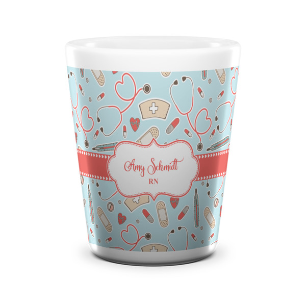 Custom Nurse Ceramic Shot Glass - 1.5 oz - White - Set of 4 (Personalized)