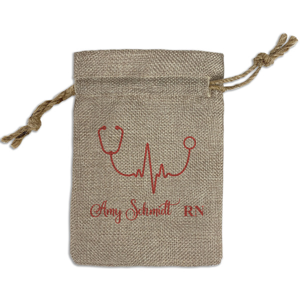 Custom Nurse Small Burlap Gift Bag - Front (Personalized)