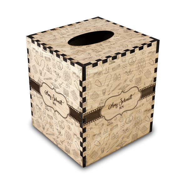Custom Nurse Wood Tissue Box Cover - Square (Personalized)