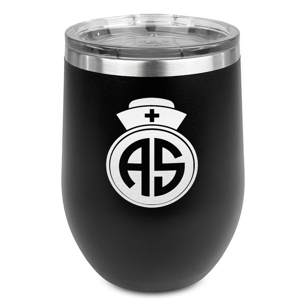 Custom Nurse Stemless Stainless Steel Wine Tumbler - Black - Double Sided (Personalized)