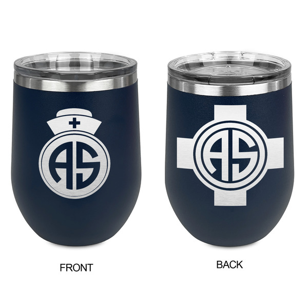 Nurse Stainless Wine Tumblers - Navy - Double Sided - Approval
