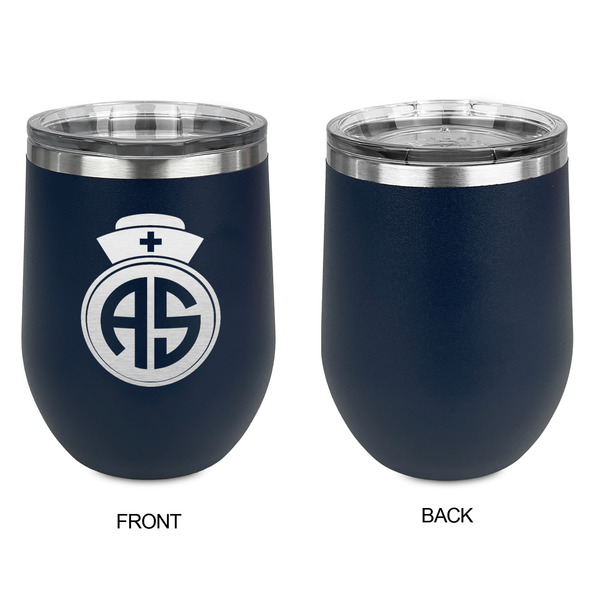 Nurse Stainless Wine Tumblers - Navy - Single Sided - Approval