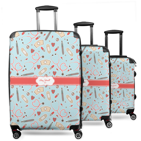 Custom Nurse 3 Piece Luggage Set - 20" Carry On, 24" Medium Checked, 28" Large Checked (Personalized)