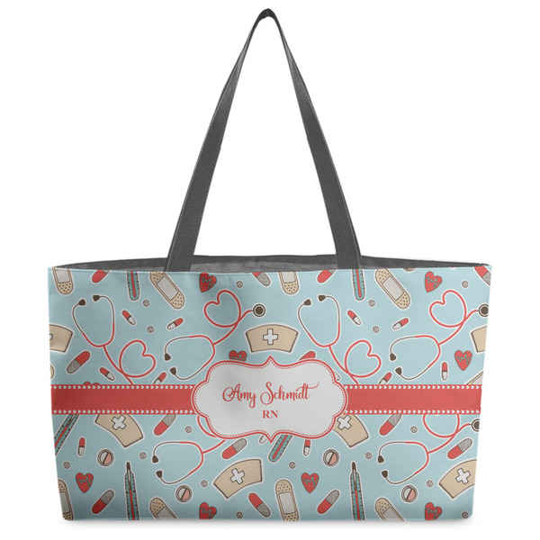 Custom Nurse Beach Totes Bag - w/ Black Handles (Personalized)