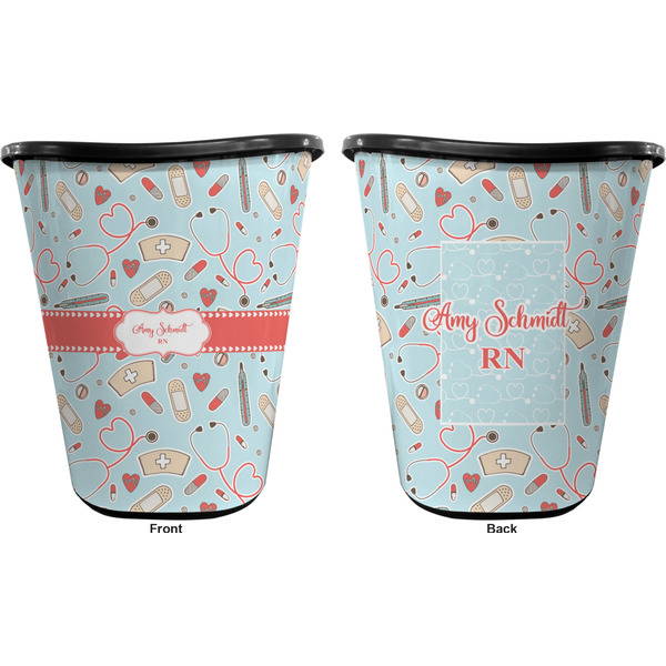 Nurse Trash Can Black - Front and Back - Apvl