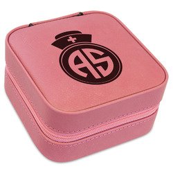 Nurse Travel Jewelry Boxes - Pink Leather (Personalized)