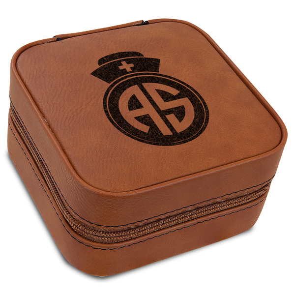 Custom Nurse Travel Jewelry Box - Rawhide Leather (Personalized)