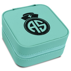 Nurse Travel Jewelry Box - Teal Leather (Personalized)