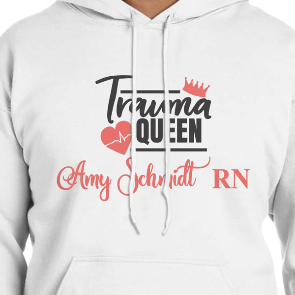 Nurse White Hoodie on Model - CloseUp