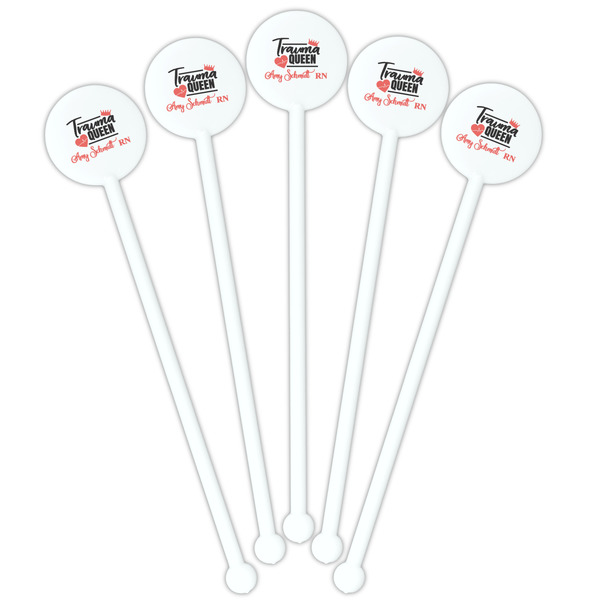 Nurse White Plastic 5.5" Stir Stick - Fan View