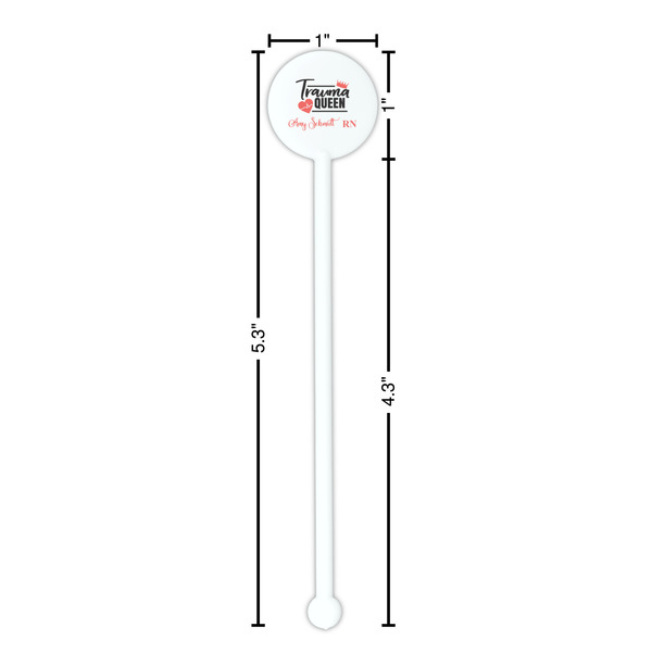 Nurse White Plastic 5.5" Stir Stick - Round - Dimensions