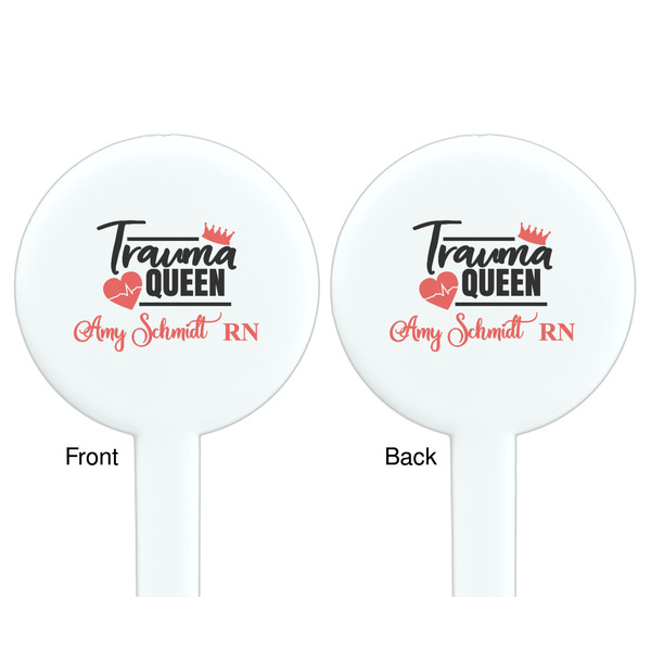 Nurse White Plastic 7" Stir Stick - Double Sided - Round - Front & Back