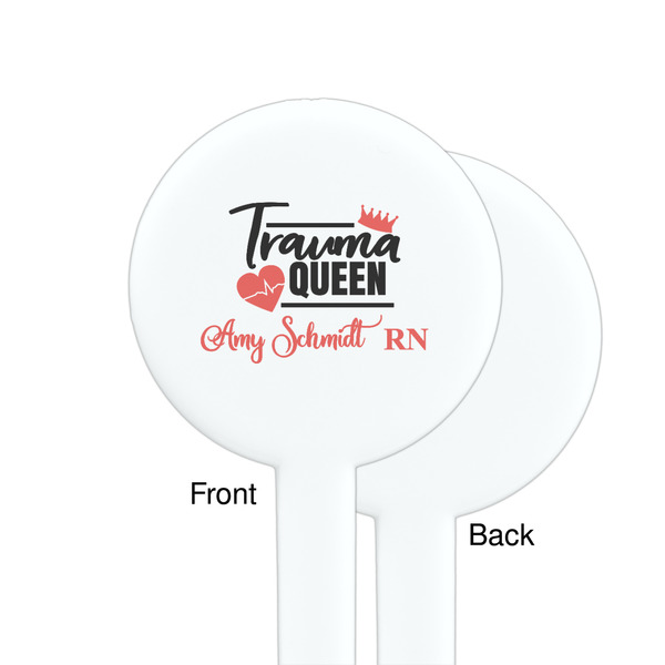 Nurse White Plastic 7" Stir Stick - Single Sided - Round - Front & Back
