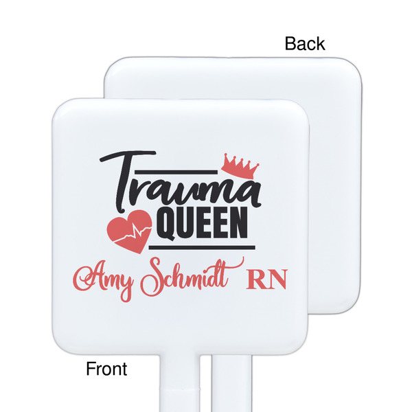 Nurse White Plastic Stir Stick - Single Sided - Square - Approval