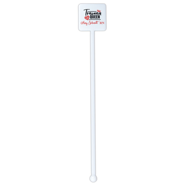 Nurse White Plastic Stir Stick - Single Sided - Square - Single Stick