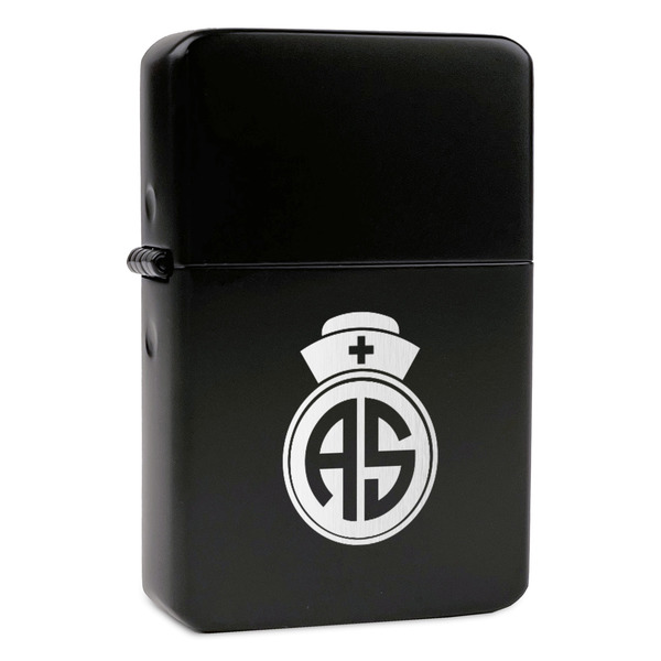 Custom Nurse Windproof Lighter - Black - Single Sided (Personalized)