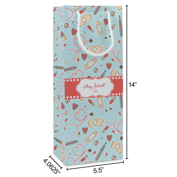 Nurse Wine Gift Bag - Dimensions