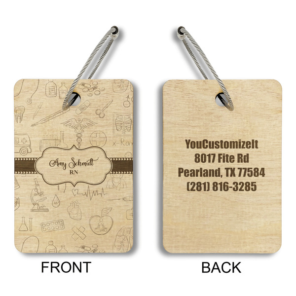 Nurse Wood Luggage Tags - Rectangle - Approval