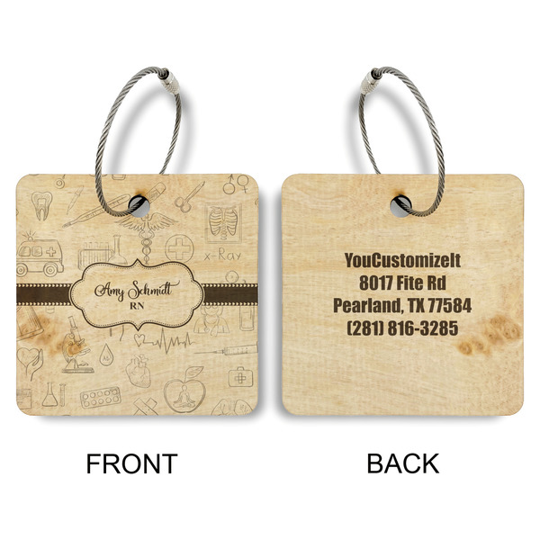 Nurse Wood Luggage Tags - Square - Approval