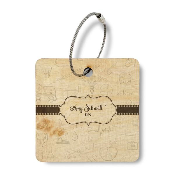 Custom Nurse Wood Luggage Tag - Square (Personalized)