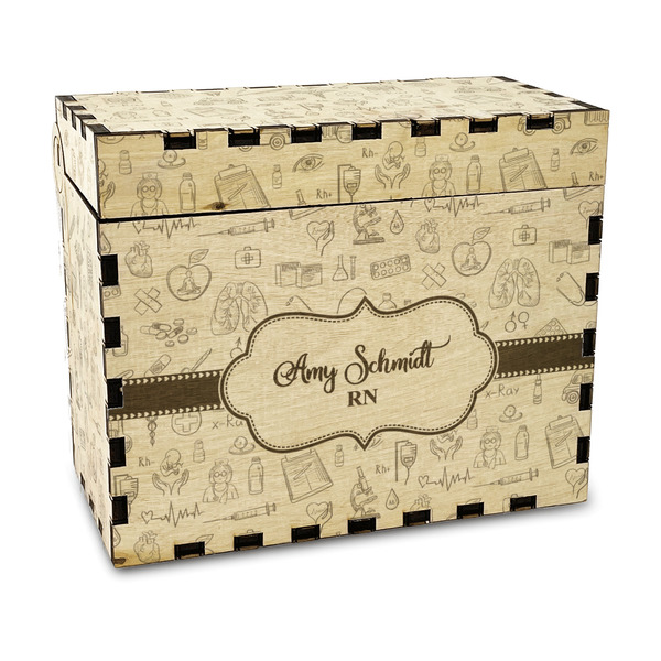 Custom Nurse Wood Recipe Box - Laser Engraved (Personalized)