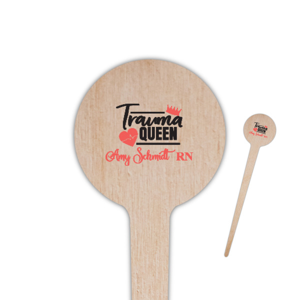 Custom Nurse 4" Round Wooden Food Picks - Single Sided (Personalized)
