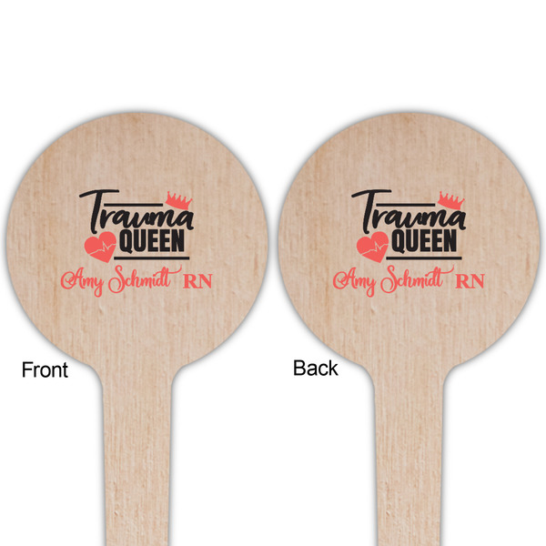 Nurse Wooden 4" Food Pick - Round - Double Sided - Front & Back