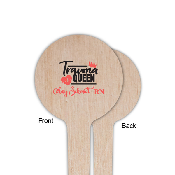 Nurse Wooden 4" Food Pick - Round - Single Sided - Front & Back
