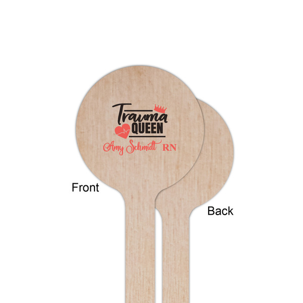 Nurse Wooden 6" Stir Stick - Round - Single Sided - Front & Back