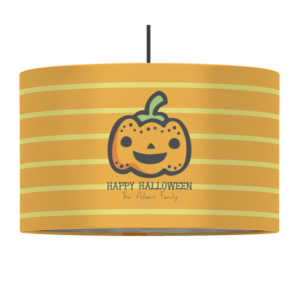 Custom Halloween Pumpkin 12" Drum Pendant Lamp - Fabric (Personalized)