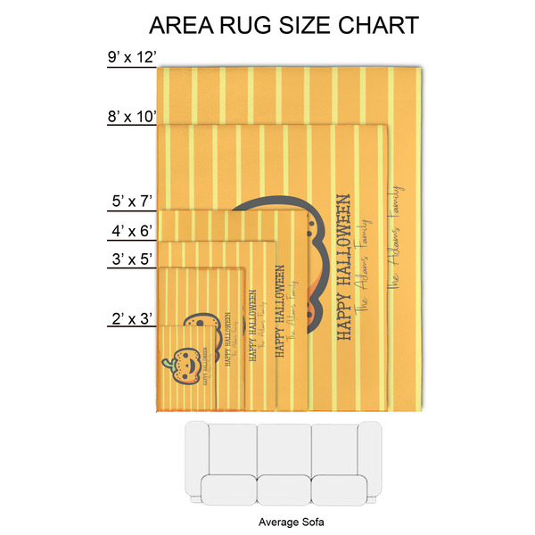 Halloween Pumpkin 2'x3' Indoor Area Rugs - Size Chart