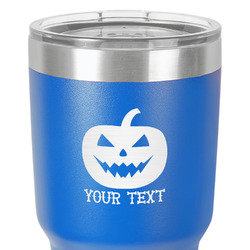 Halloween Pumpkin 30 oz Stainless Steel Tumbler - Royal Blue - Double-Sided (Personalized)