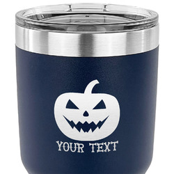 Halloween Pumpkin 30 oz Stainless Steel Tumbler - Navy - Single Sided (Personalized)